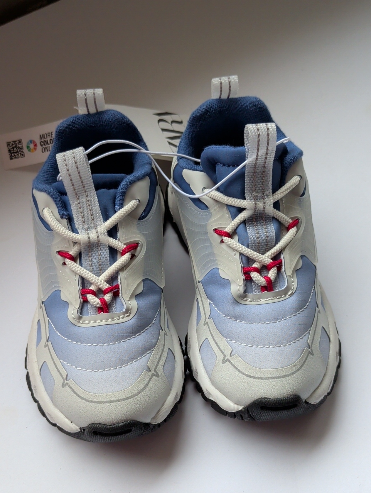 Zara Kids Sneakers In Light Blue, White And Red Accent